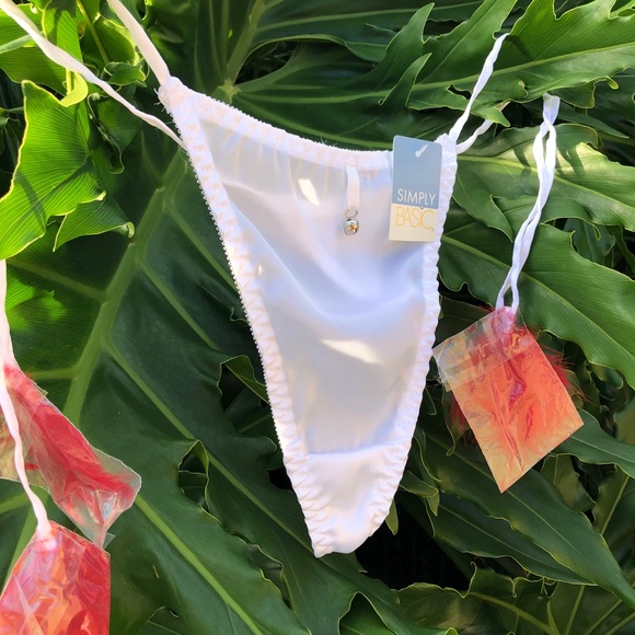 3/$30 NWT Satin Feather Thong - Picture 2 of 6